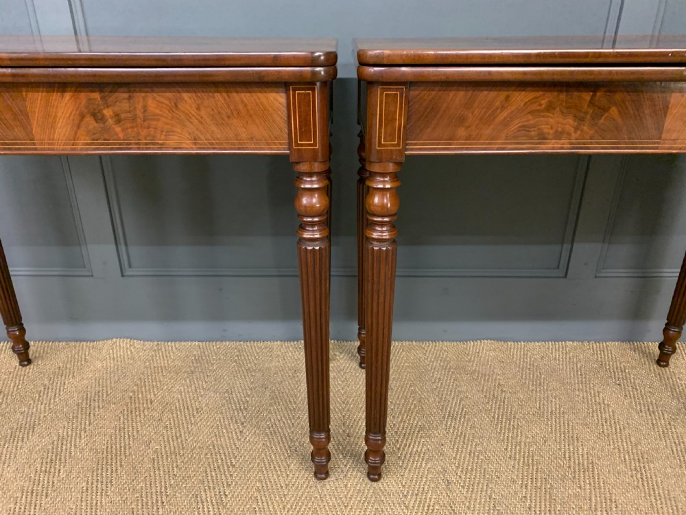 Pair of 19th Century Flame Mahogany Card Tables View VIII