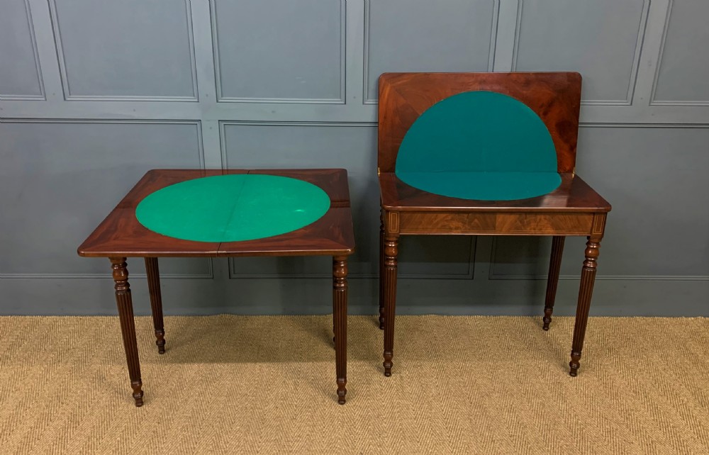 Pair of 19th Century Flame Mahogany Card Tables View XIII