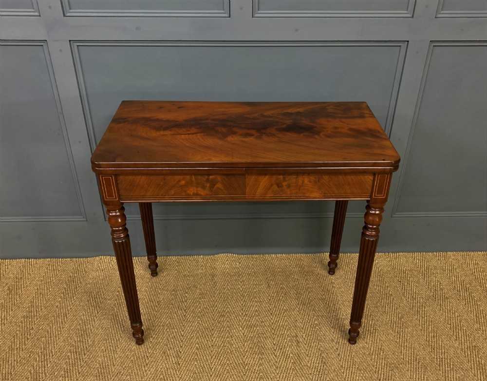 Pair of 19th Century Flame Mahogany Card Tables View XIV