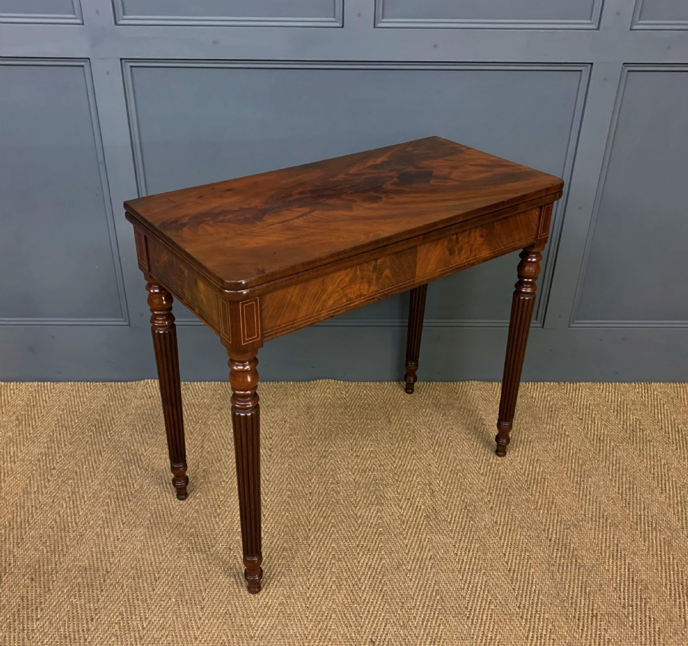 Pair of 19th Century Flame Mahogany Card Tables View XVII