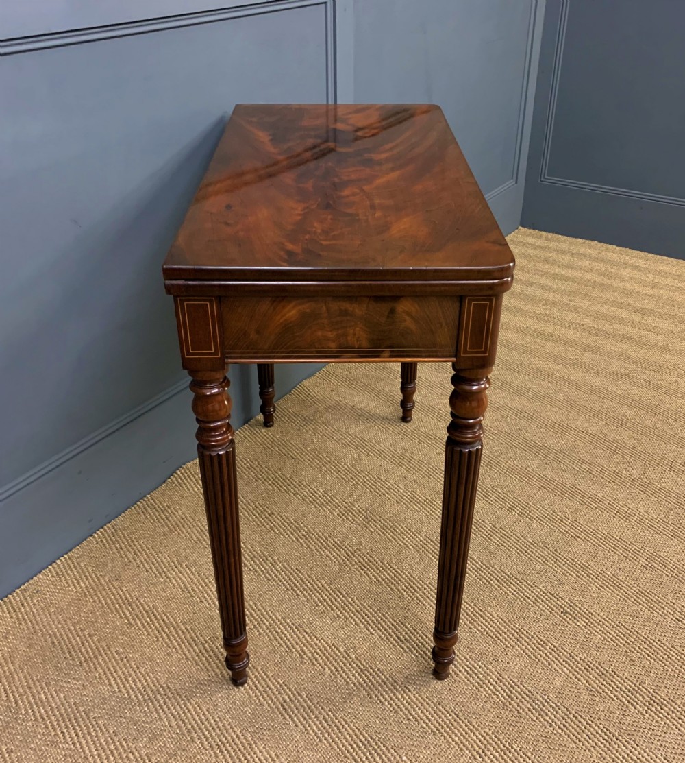 Pair of 19th Century Flame Mahogany Card Tables View XVIII