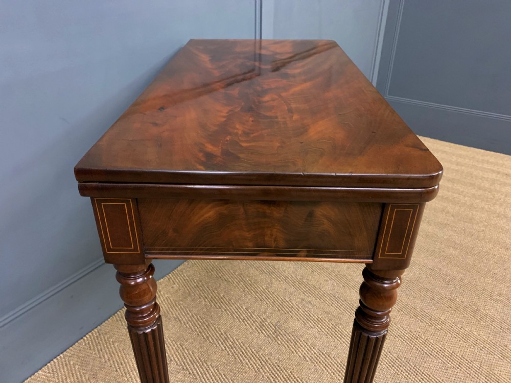 Pair of 19th Century Flame Mahogany Card Tables View XIX