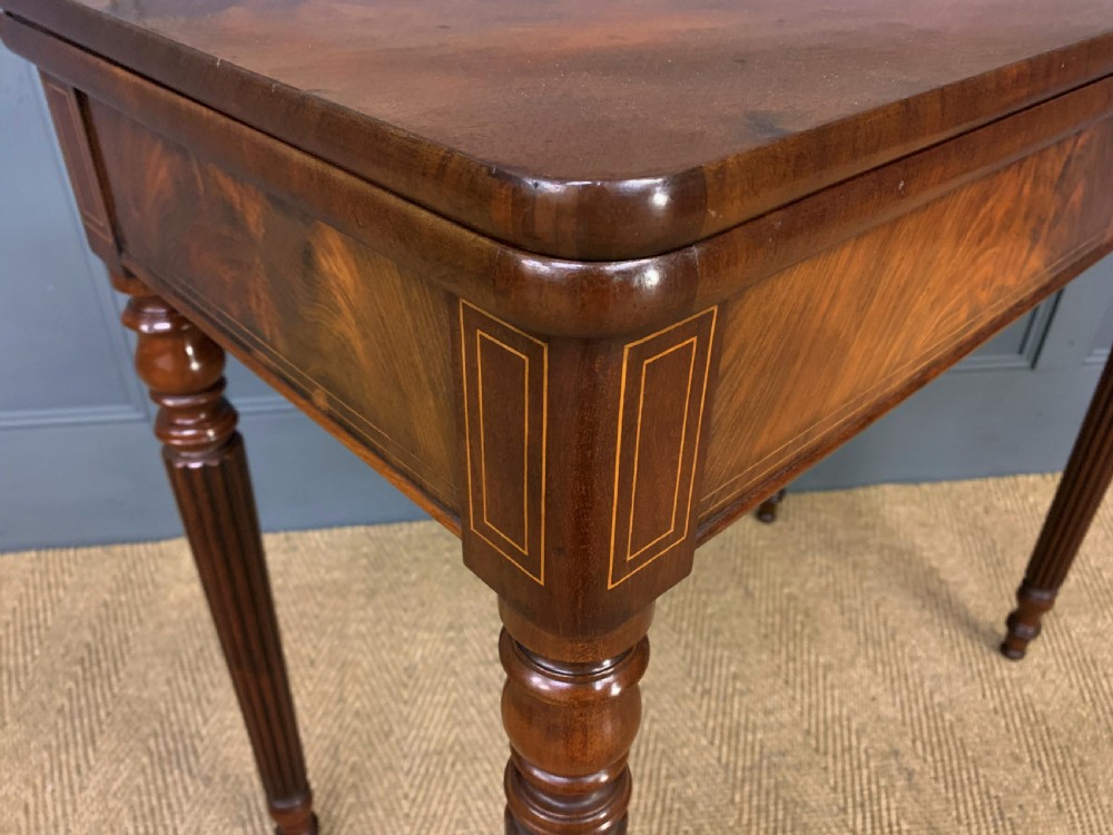 Pair of 19th Century Flame Mahogany Card Tables View XXI
