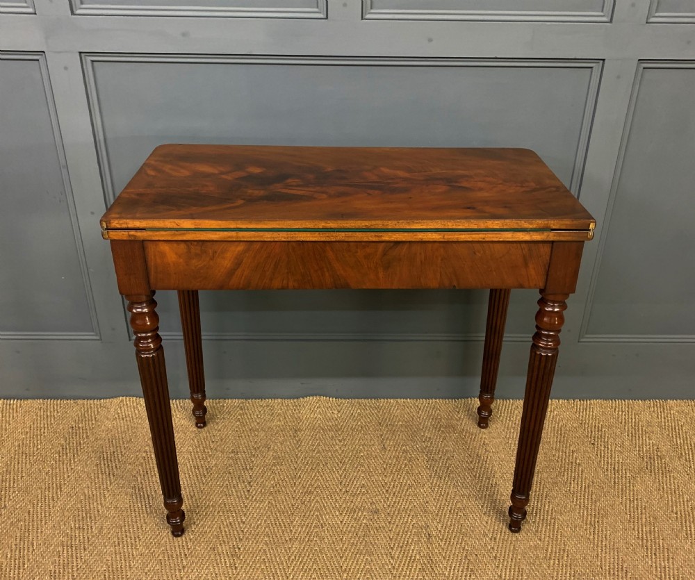 Pair of 19th Century Flame Mahogany Card Tables View XXII