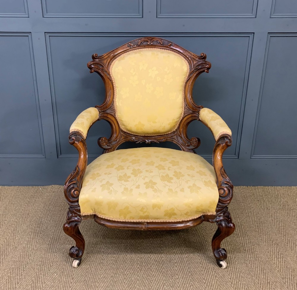Victorian Upholstered Walnut Armchair