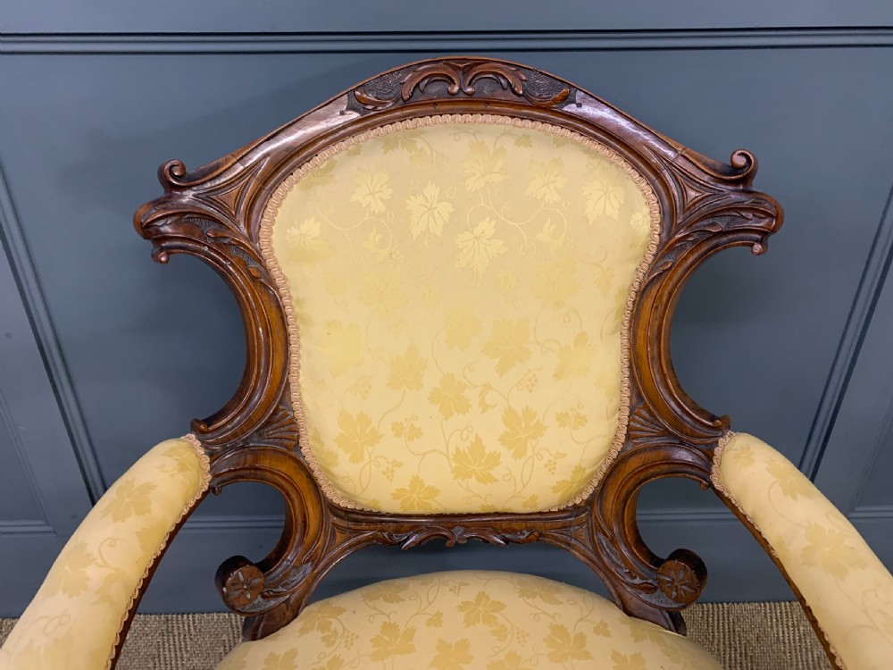 Victorian Upholstered Walnut Armchair View II
