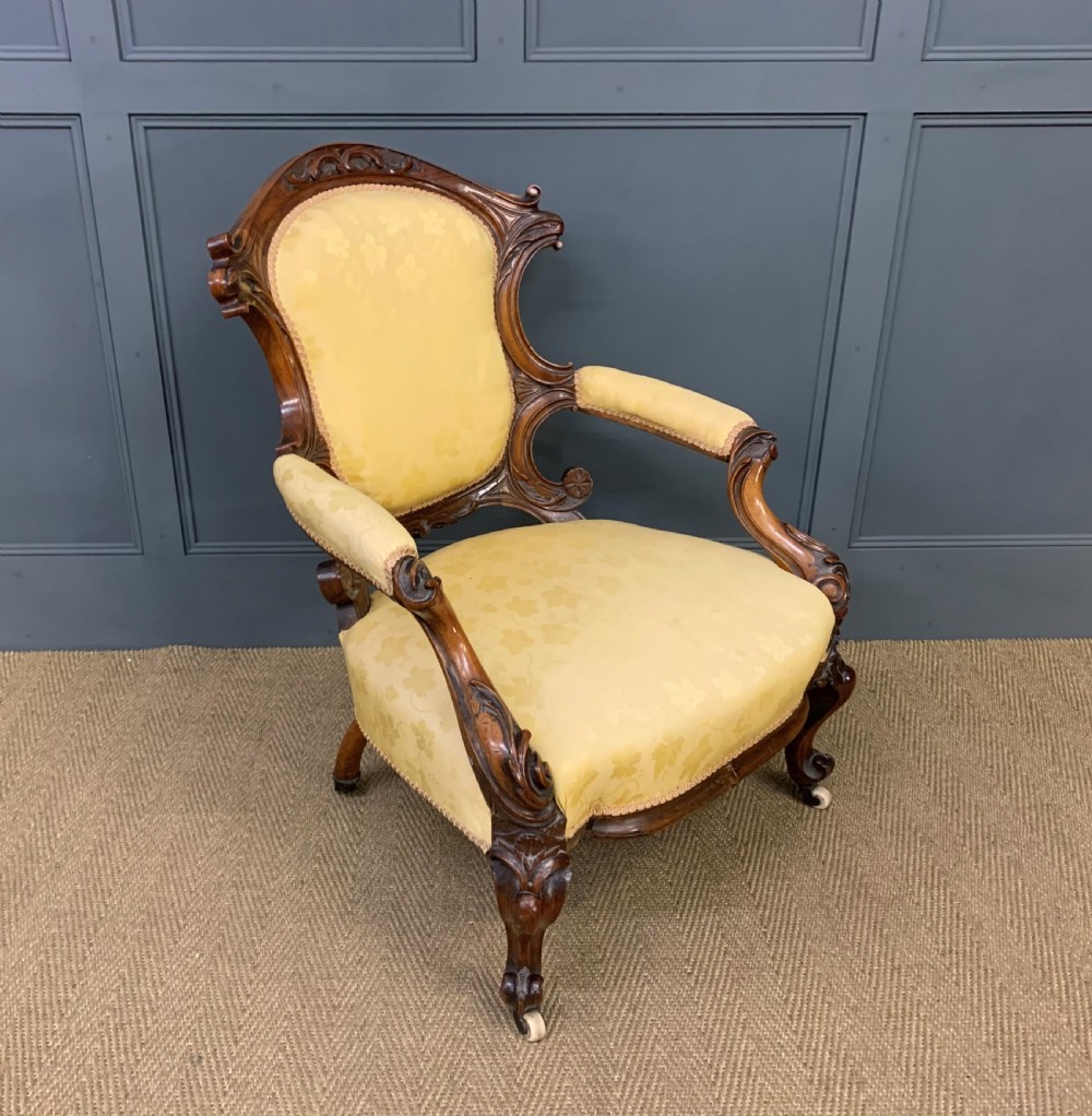 Victorian Upholstered Walnut Armchair View III