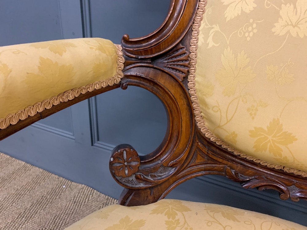 Victorian Upholstered Walnut Armchair View X