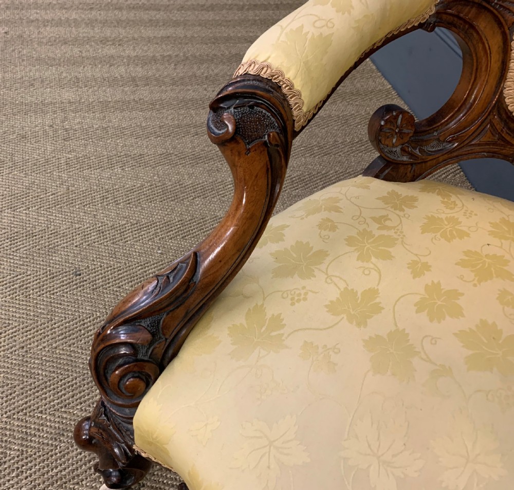 Victorian Upholstered Walnut Armchair View XI