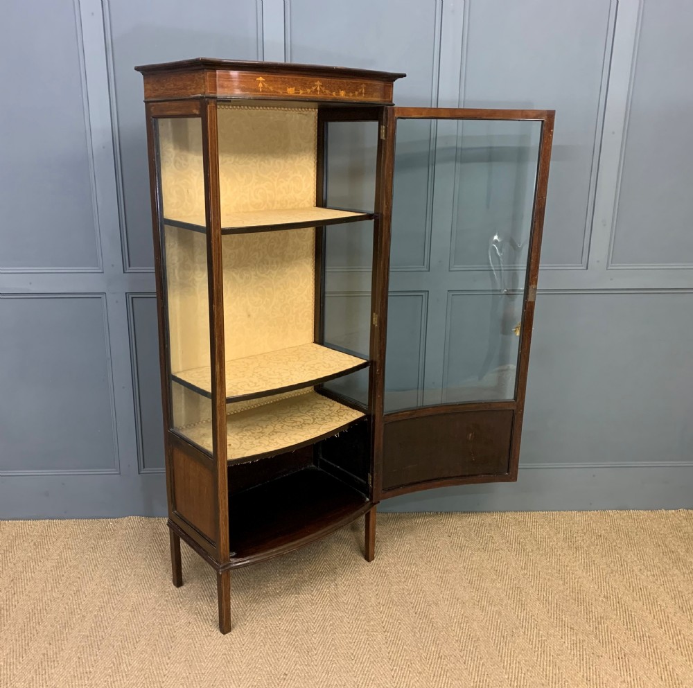 Inlaid Mahogany Bow Fronted Display Cabinet View X