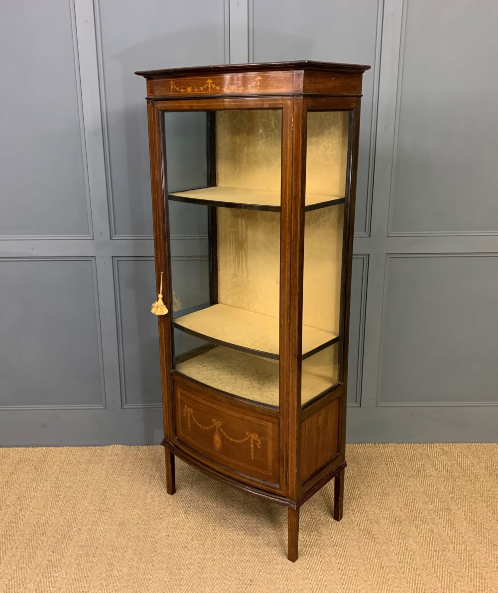 Inlaid Mahogany Bow Fronted Display Cabinet View XII