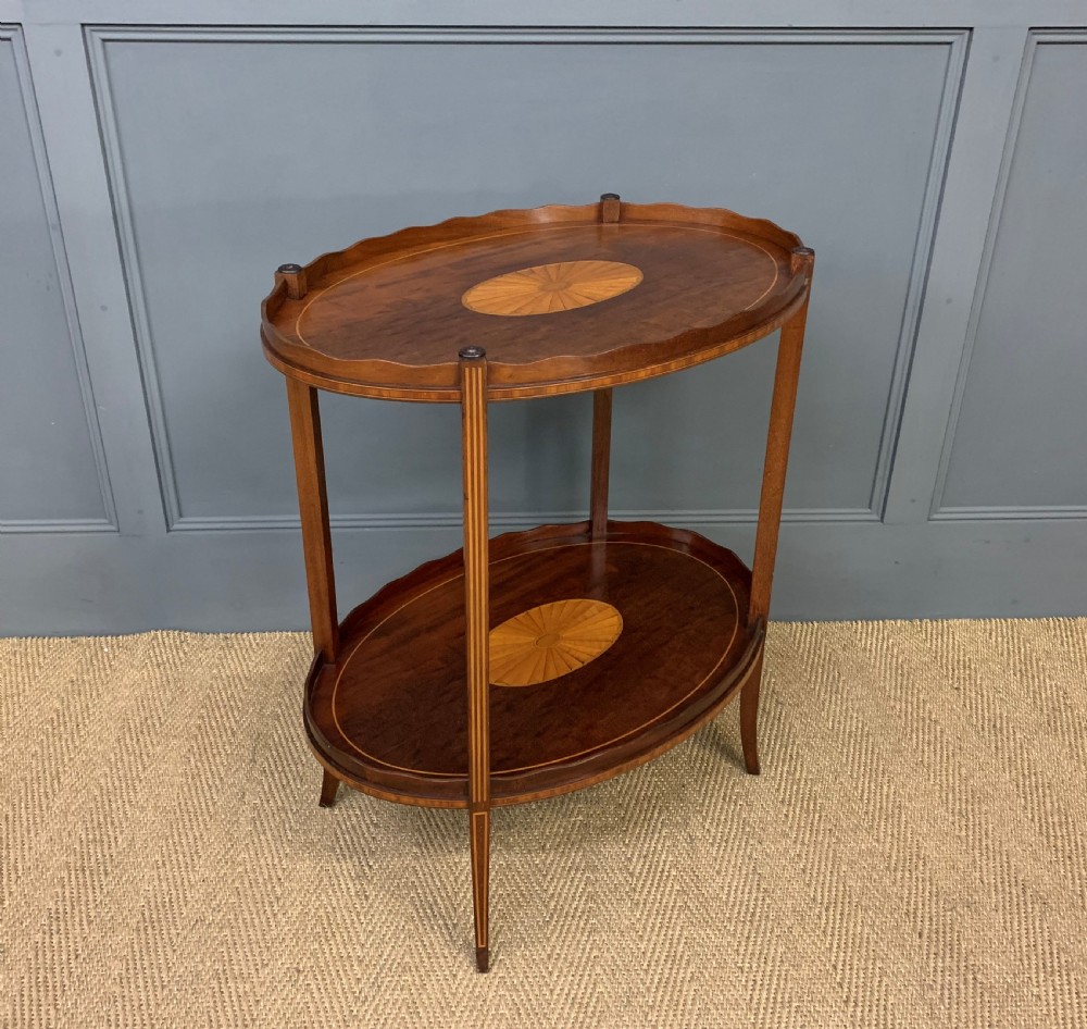Edwardian Inlaid Mahogany 2 Tier Table View III