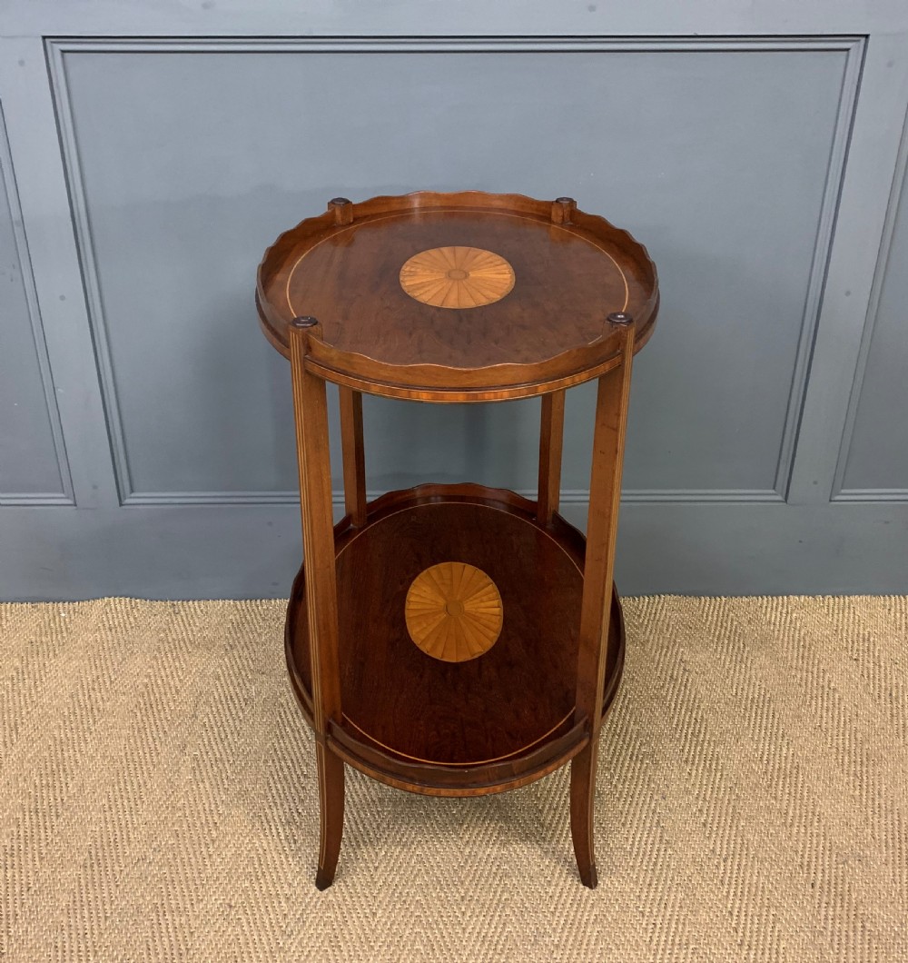 Edwardian Inlaid Mahogany 2 Tier Table View IX