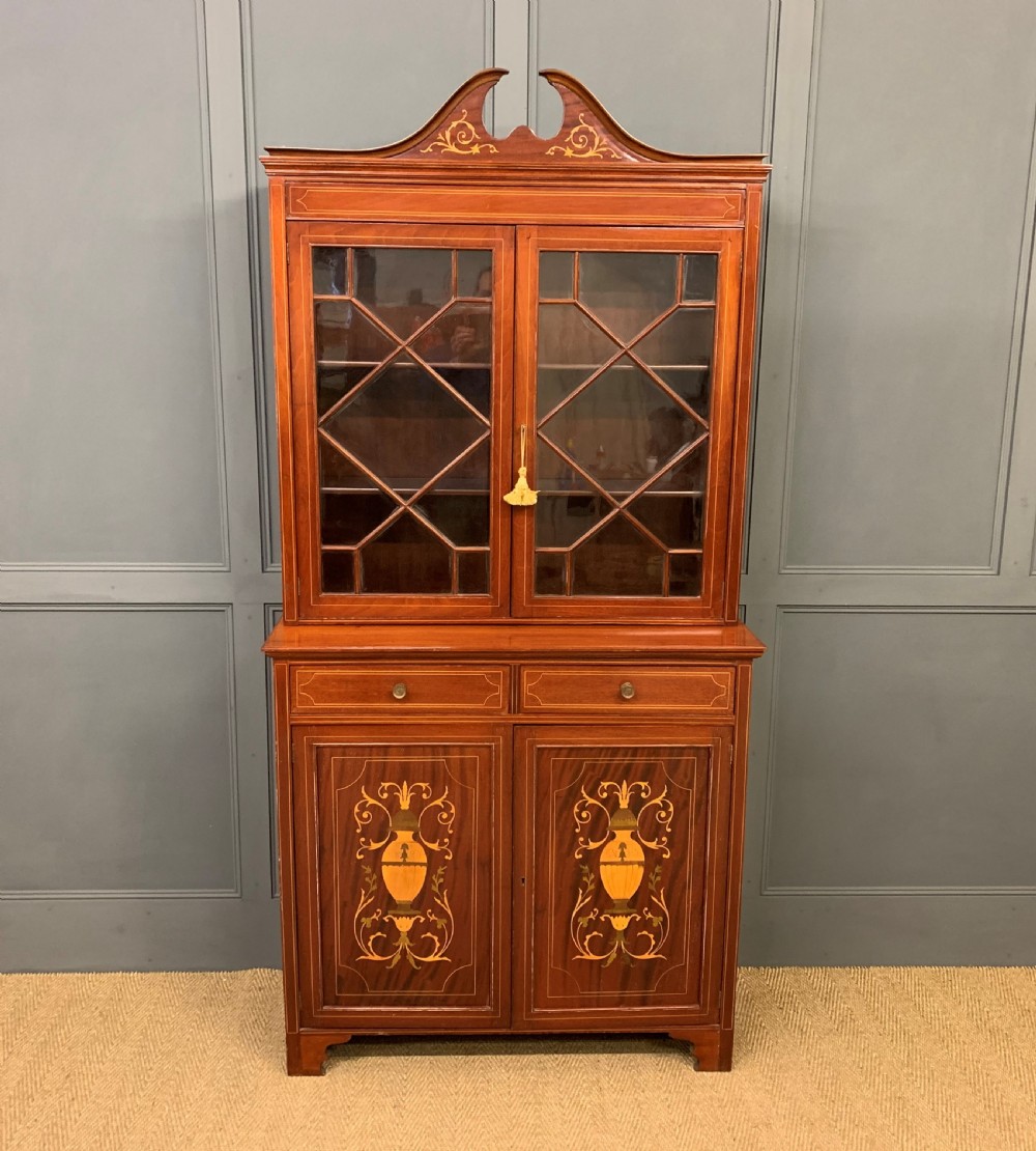 Edwardian Inlaid Mahogany Bookcase View VI