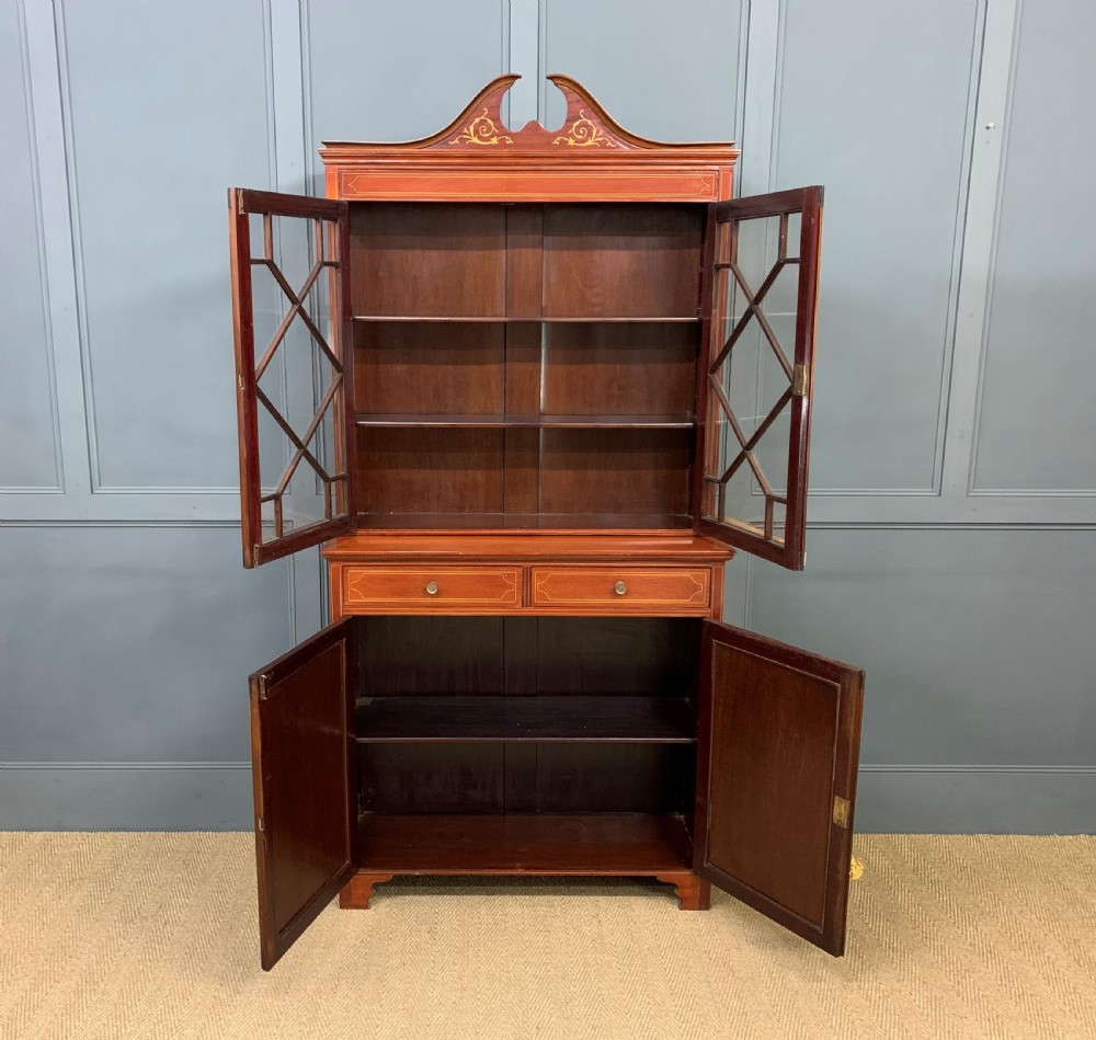 Edwardian Inlaid Mahogany Bookcase View VII