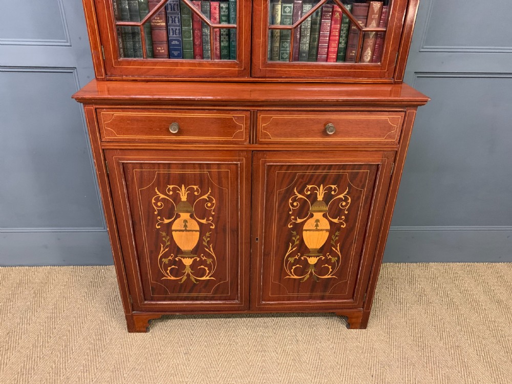Edwardian Inlaid Mahogany Bookcase View VIII