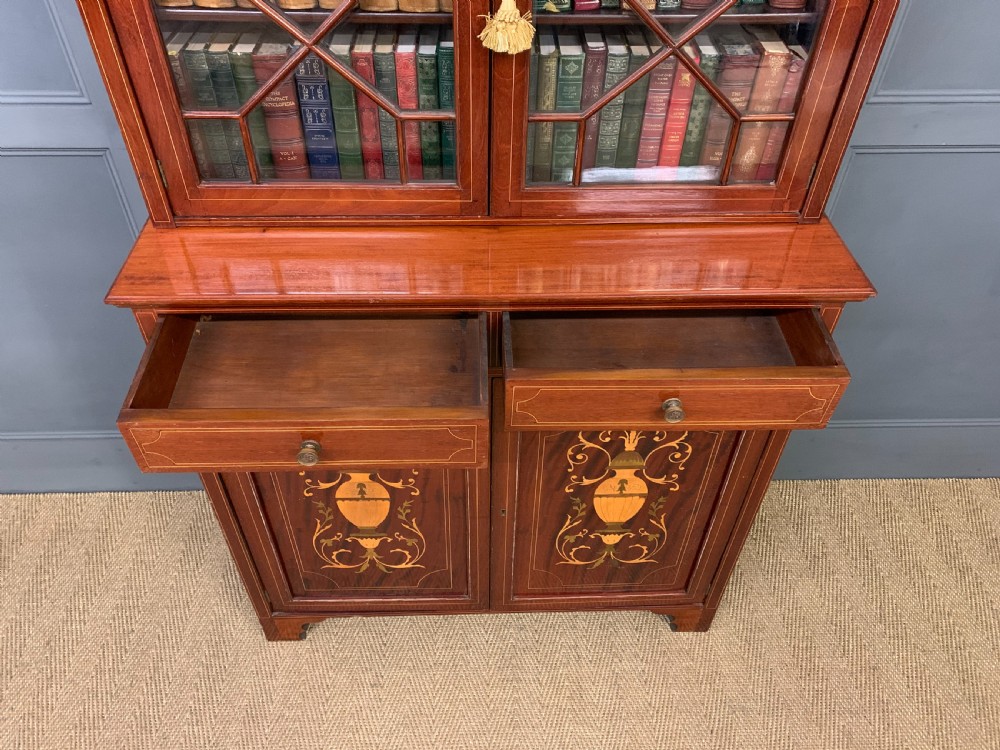 Edwardian Inlaid Mahogany Bookcase View IX
