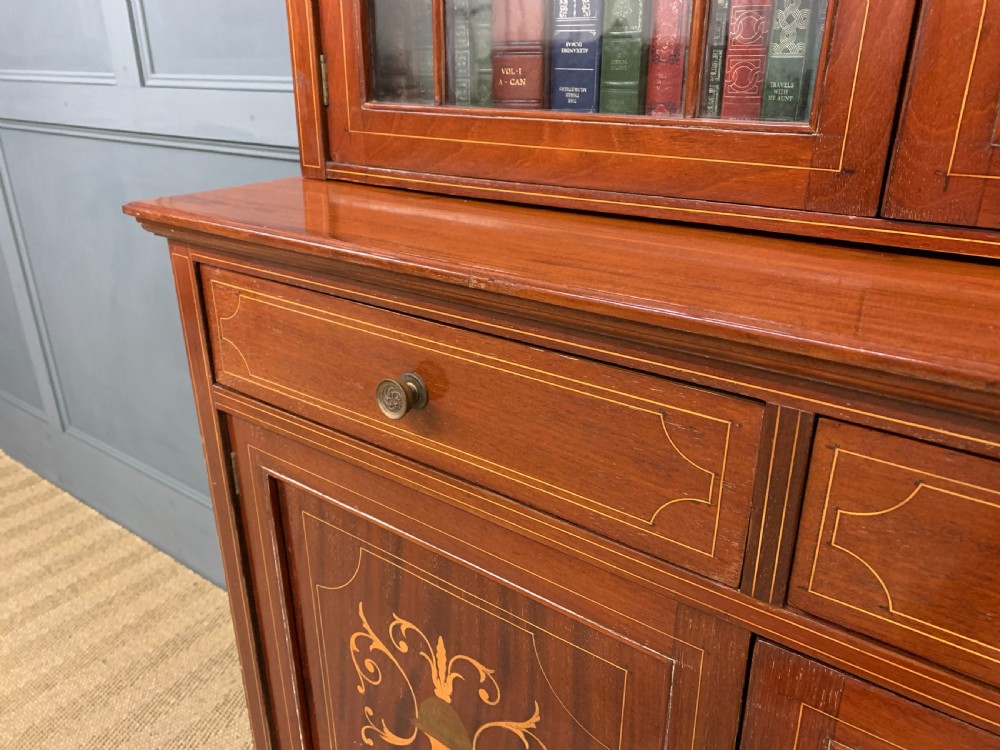 Edwardian Inlaid Mahogany Bookcase View X