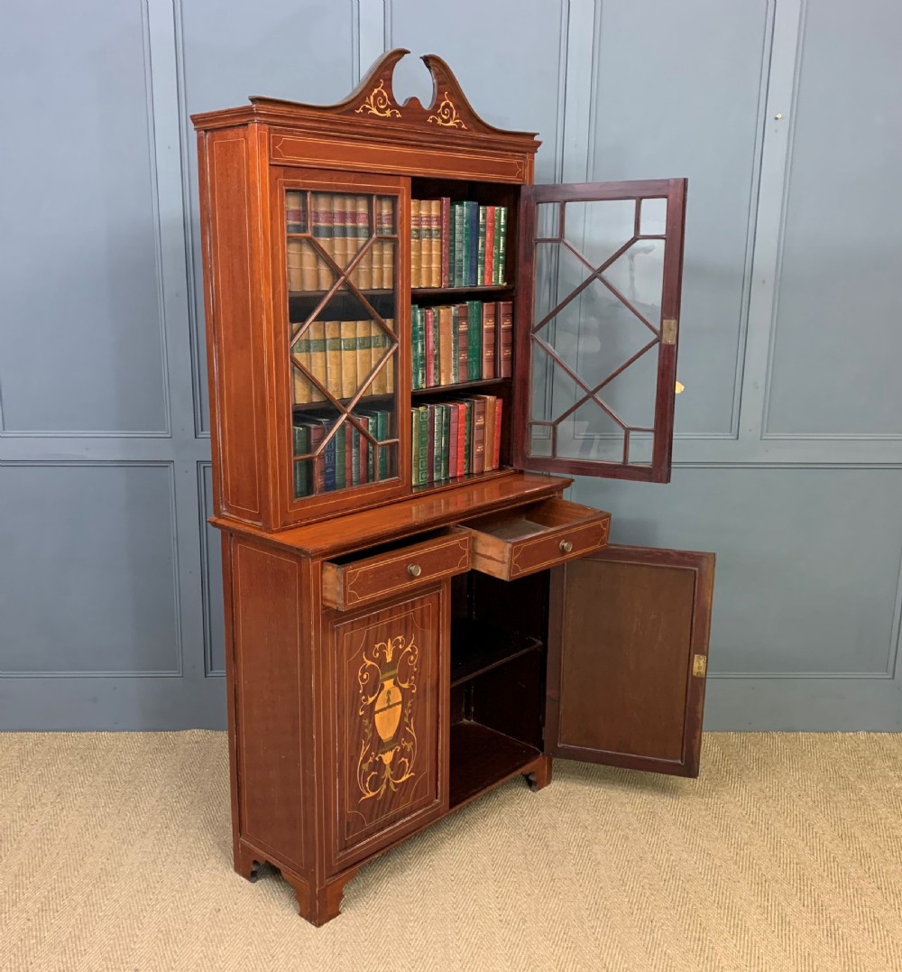 Edwardian Inlaid Mahogany Bookcase View XIII