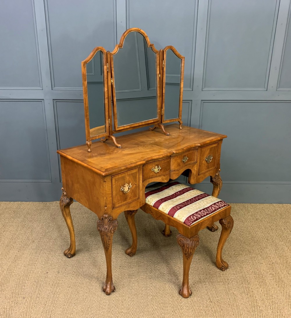 Burr Walnut Dressing Table and Stool