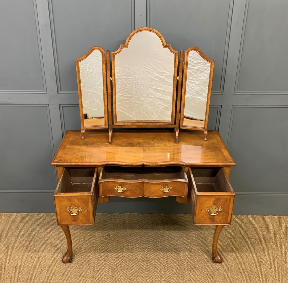 Burr Walnut Dressing Table and Stool View III