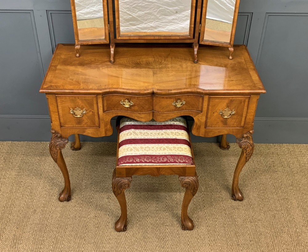 Burr Walnut Dressing Table and Stool View VIII