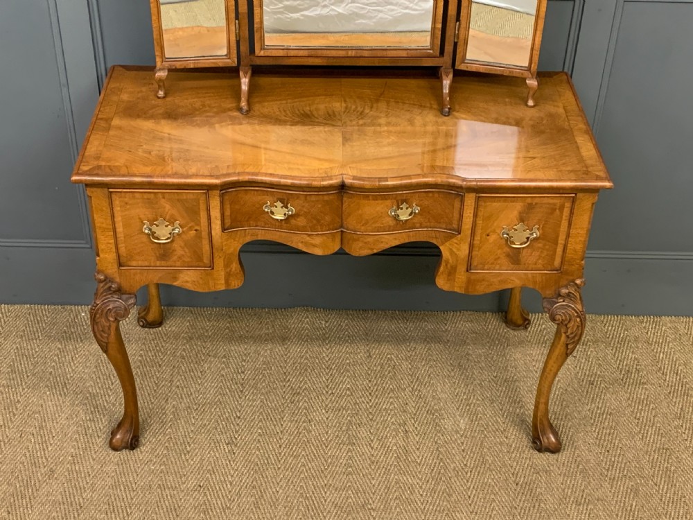 Burr Walnut Dressing Table and Stool View IX