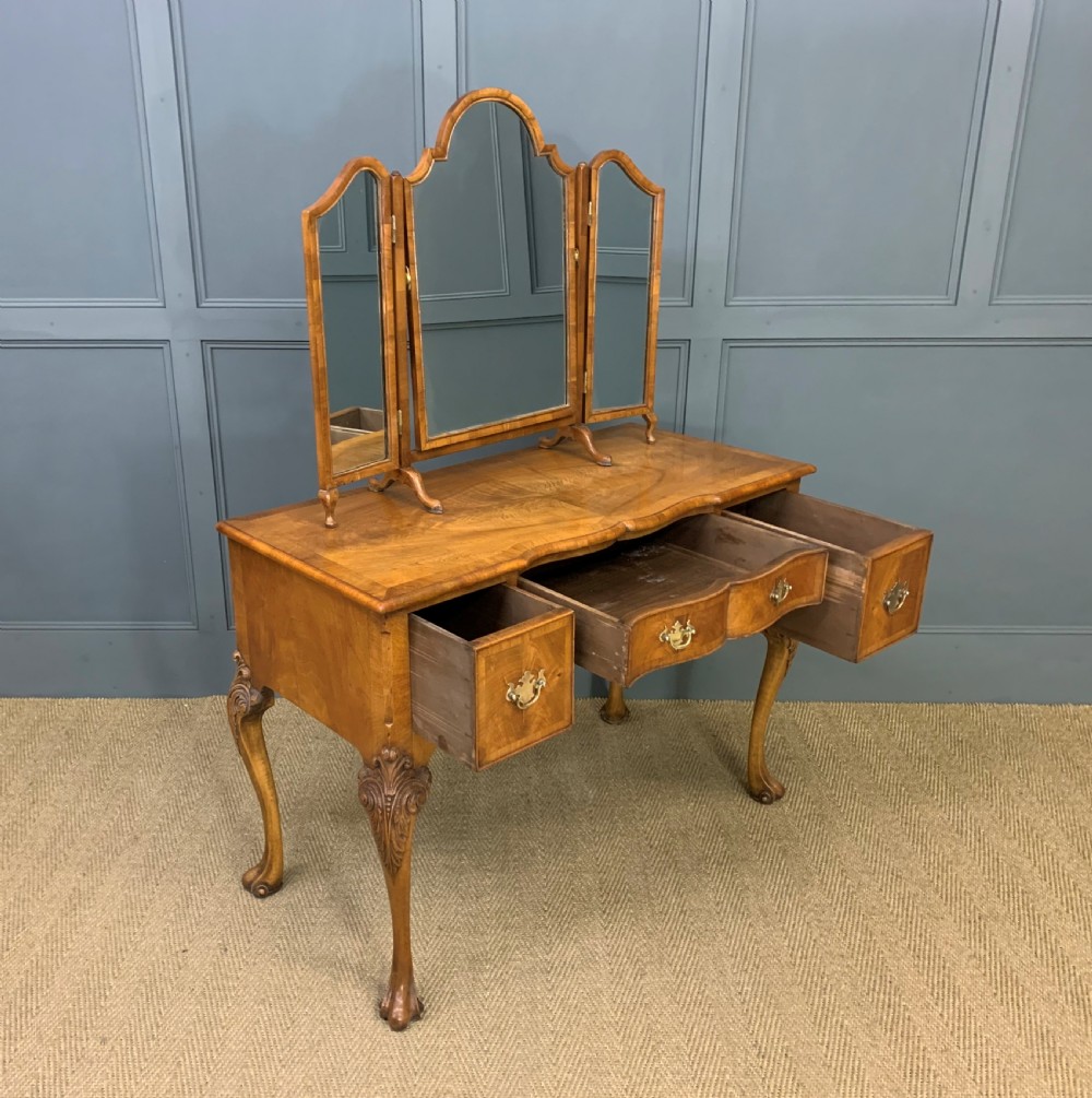 Burr Walnut Dressing Table and Stool View XV