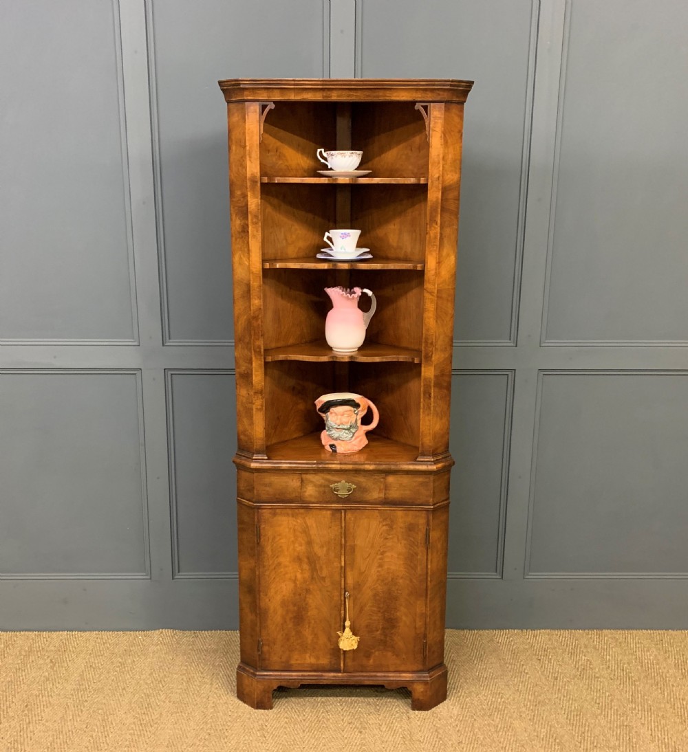 Burr Walnut Corner Cabinet