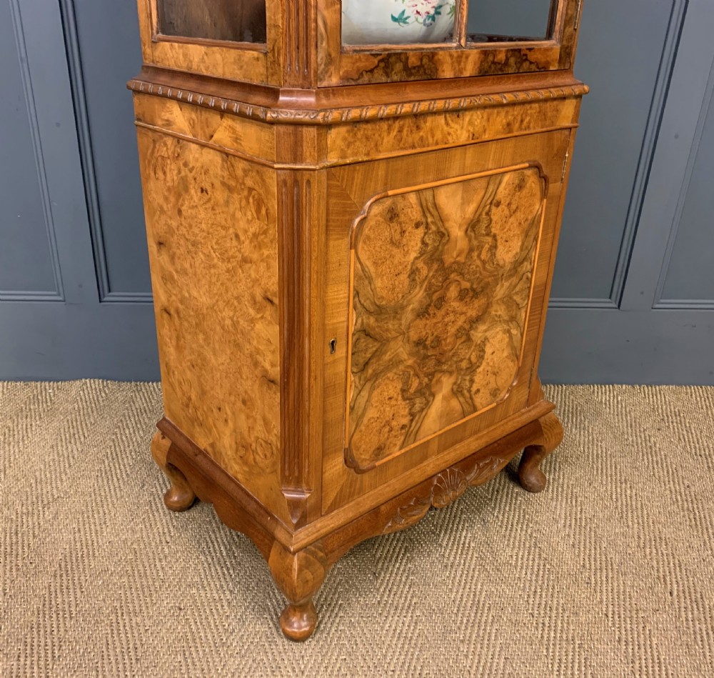 Slender Burr Walnut Display Cabinet View V