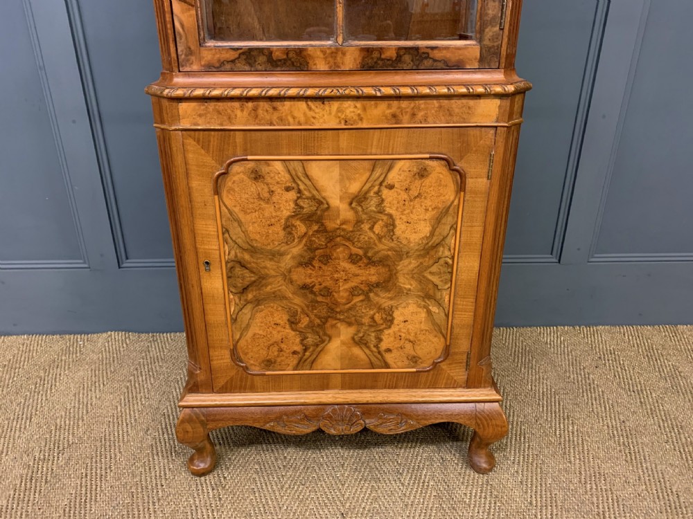 Slender Burr Walnut Display Cabinet View VII