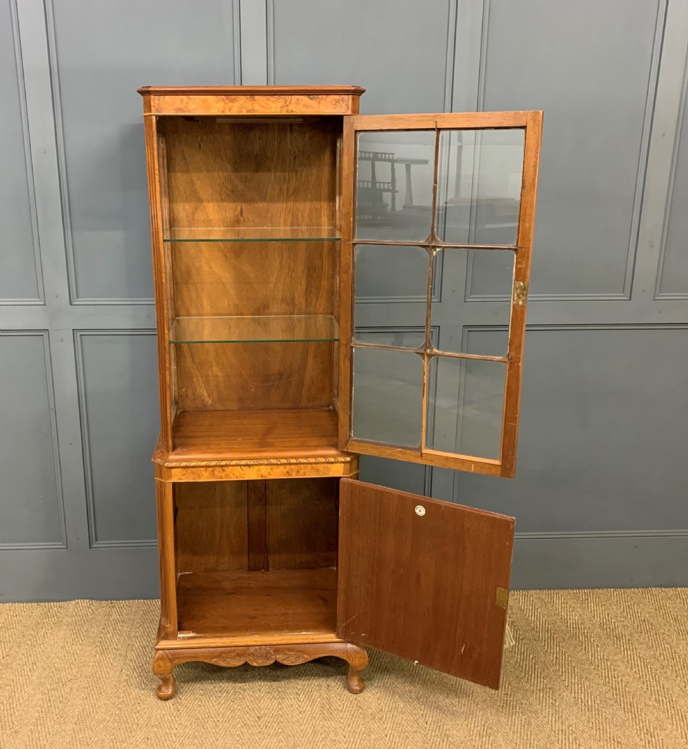 Slender Burr Walnut Display Cabinet View IX