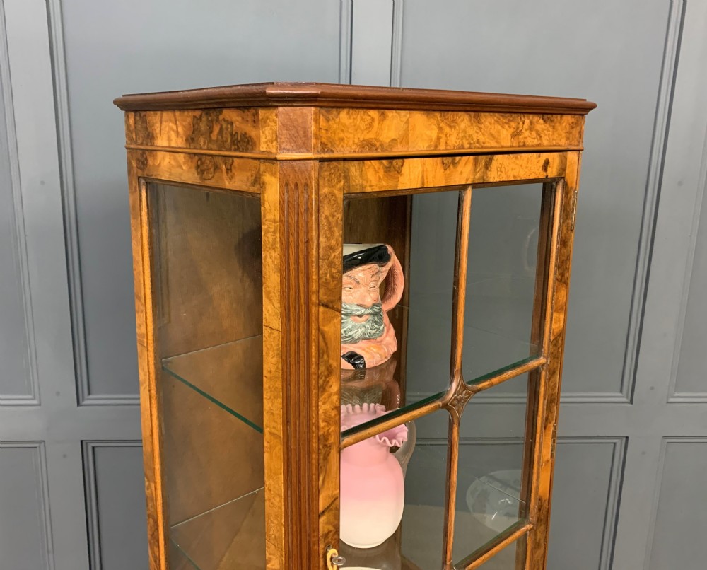 Slender Burr Walnut Display Cabinet View X