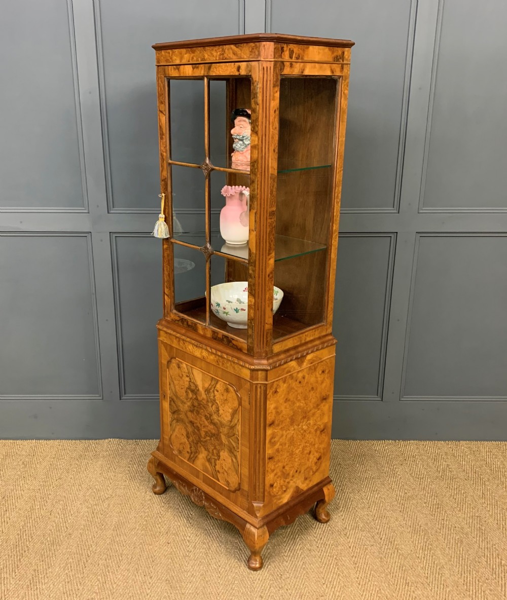 Slender Burr Walnut Display Cabinet View XI