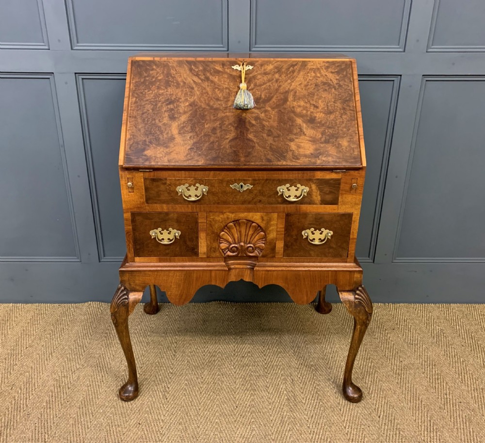 Queen Anne Style Burr Walnut Bureau View VI