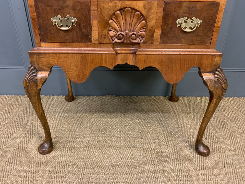 Queen Anne Style Burr Walnut Bureau View XI
