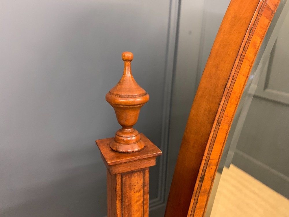 Edwardian Oval Inlaid Satinwood Cheval Mirror View IV