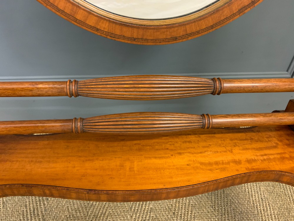 Edwardian Oval Inlaid Satinwood Cheval Mirror View VII