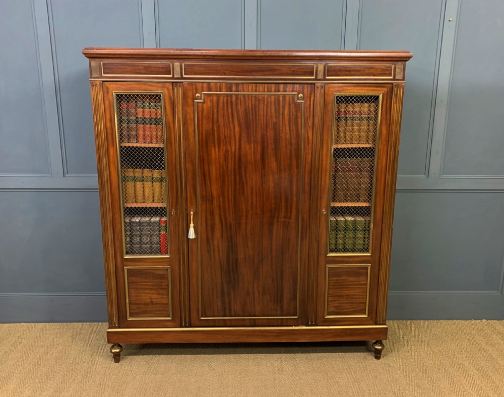 French Mahogany Brass Inlaid Bookcase
