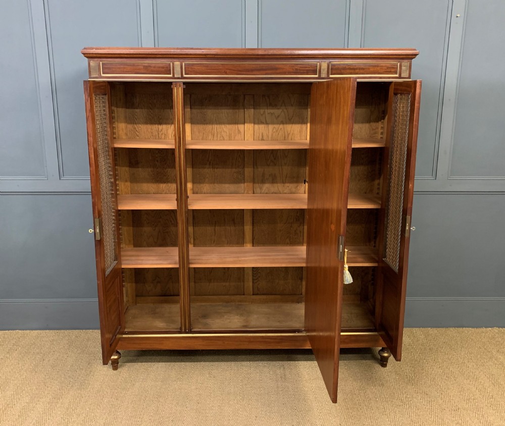 French Mahogany Brass Inlaid Bookcase View III