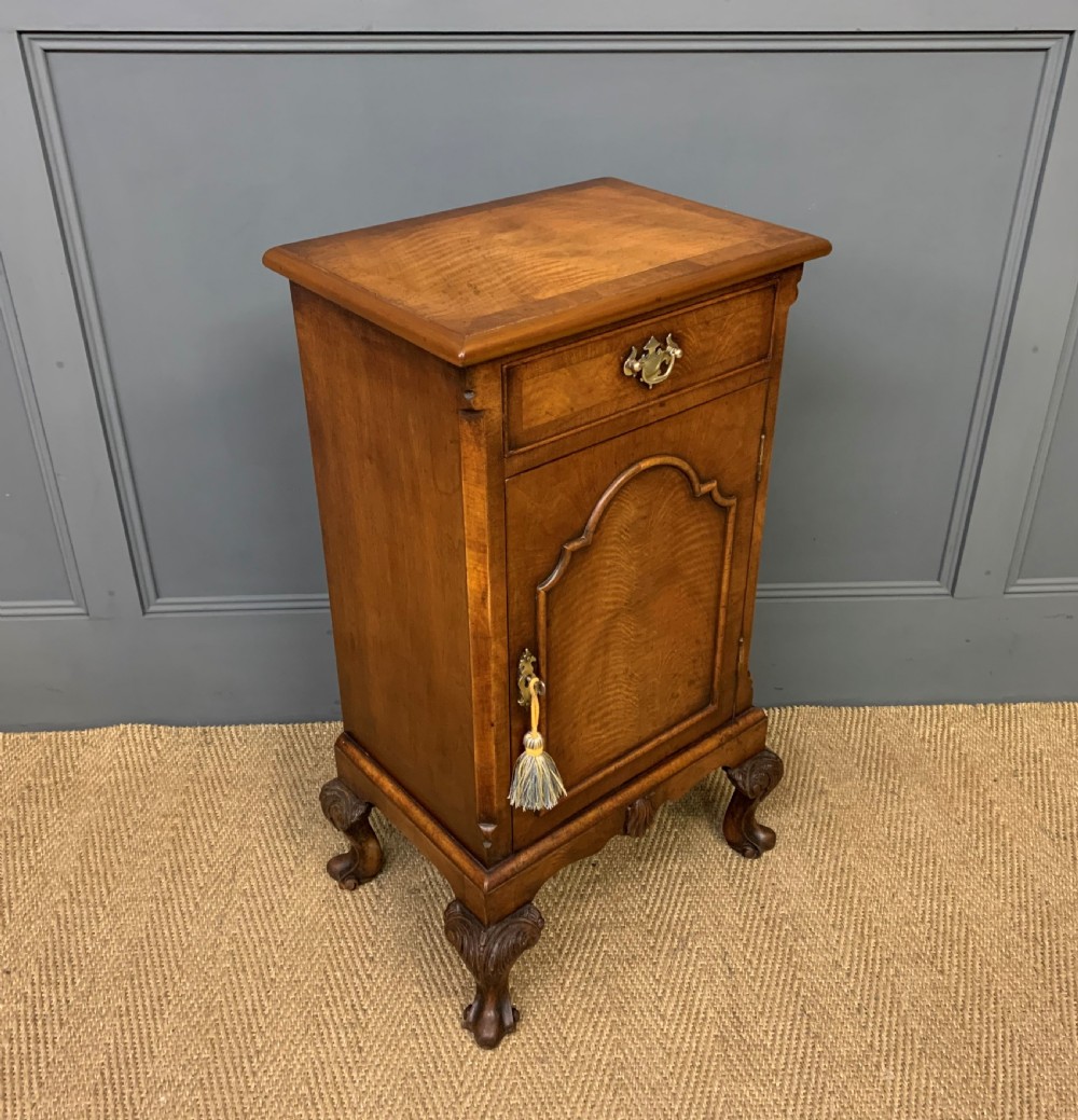 Burr Walnut Bedside Cupboard