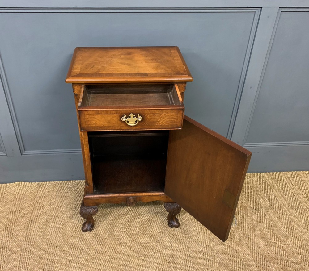 Burr Walnut Bedside Cupboard View IV