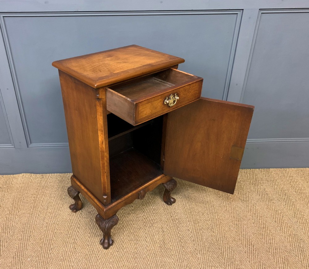 Burr Walnut Bedside Cupboard View IX