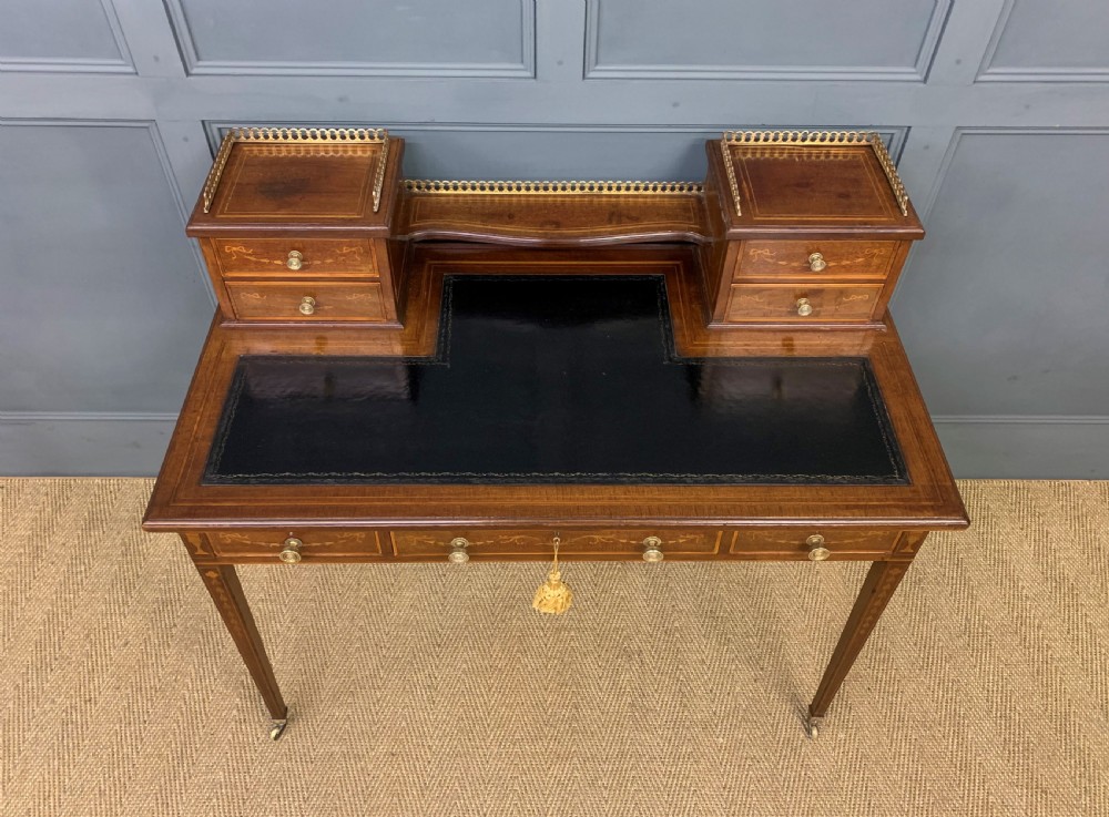 Edwards and Roberts Inlaid Mahogany Writing Desk View X