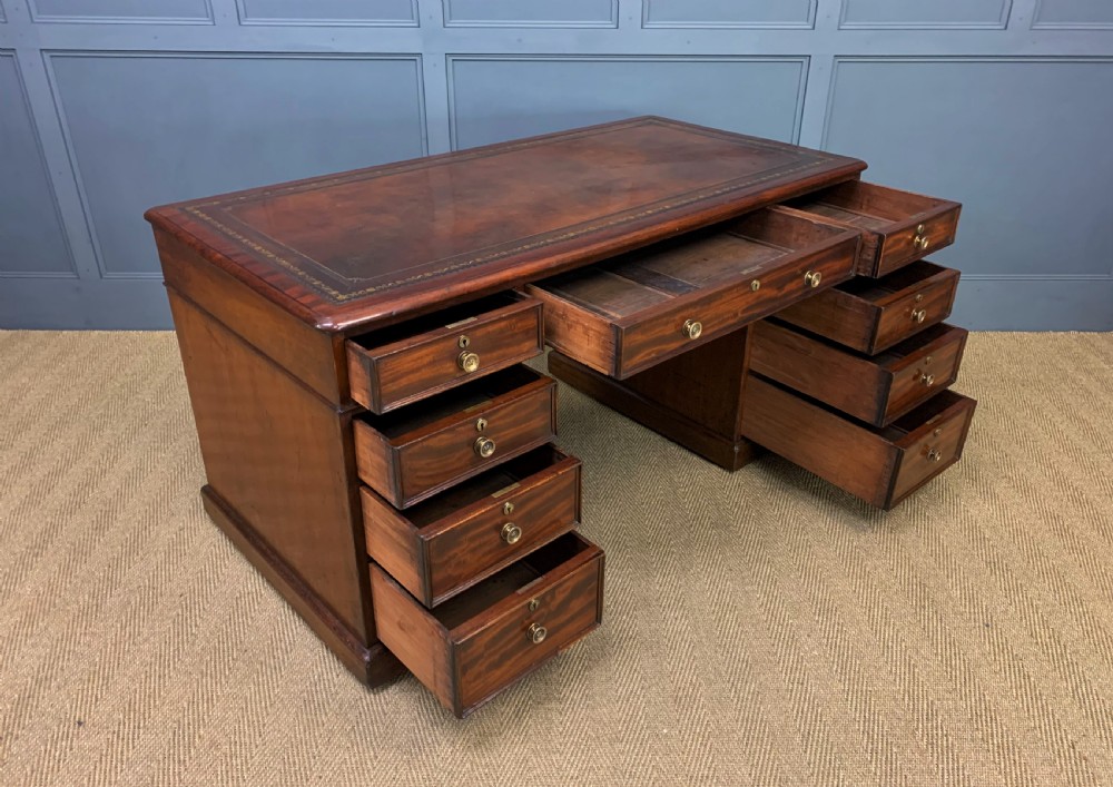 Early Victorian Mahogany Pedestal Desk View IV