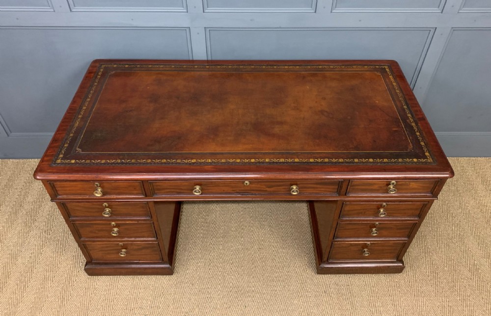 Early Victorian Mahogany Pedestal Desk View VII