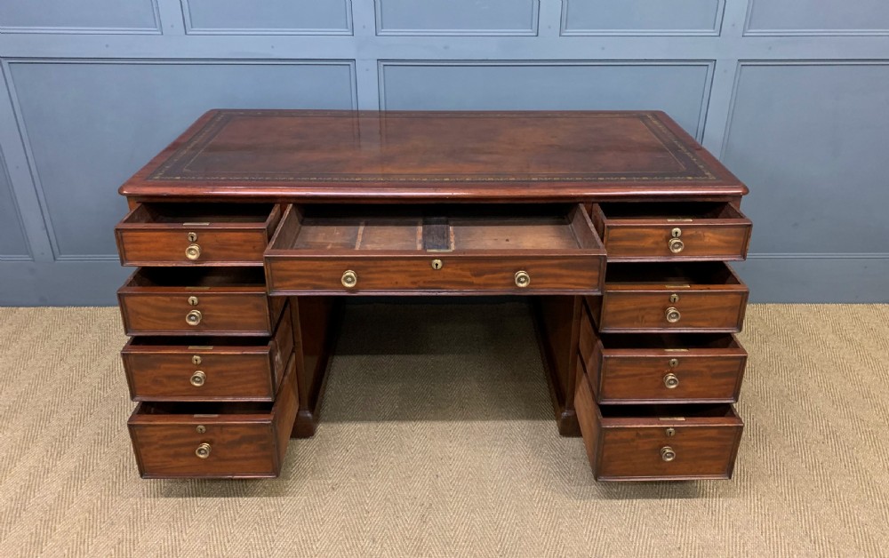 Early Victorian Mahogany Pedestal Desk View XII