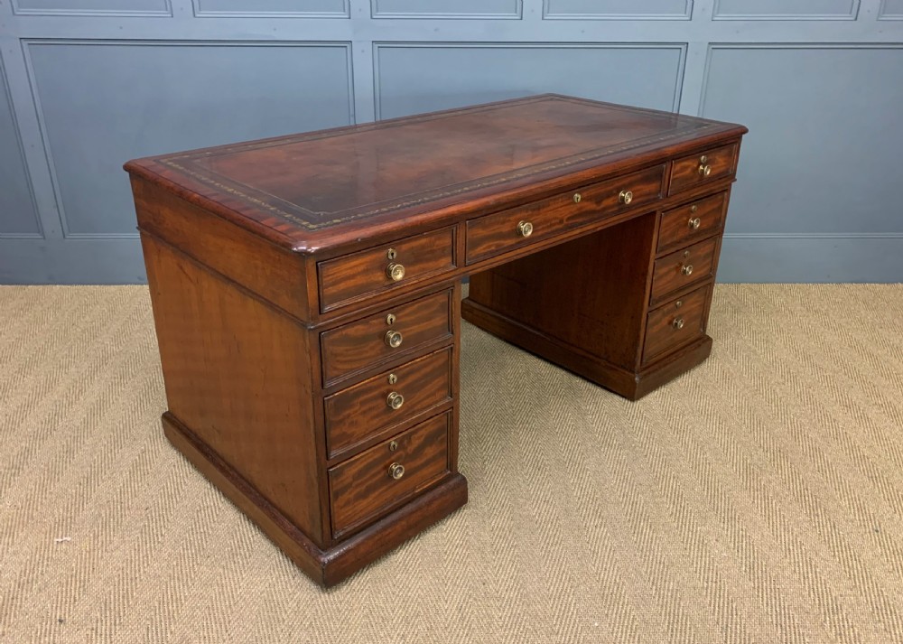 Early Victorian Mahogany Pedestal Desk View XIII