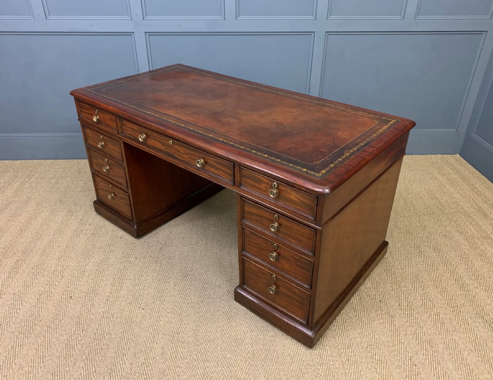 Early Victorian Mahogany Pedestal Desk View XV