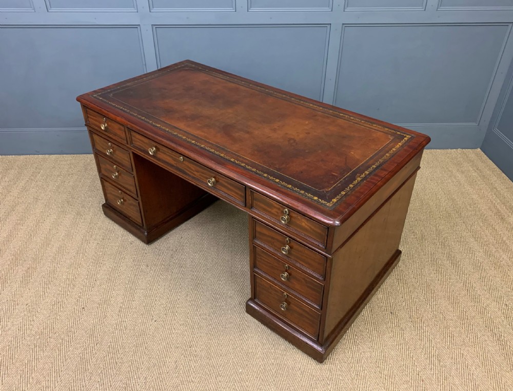 Early Victorian Mahogany Pedestal Desk View XVI